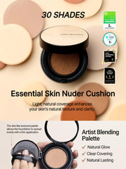 JUNG SAEM MOOL cushion shows buildable coverage for an even skin tone.