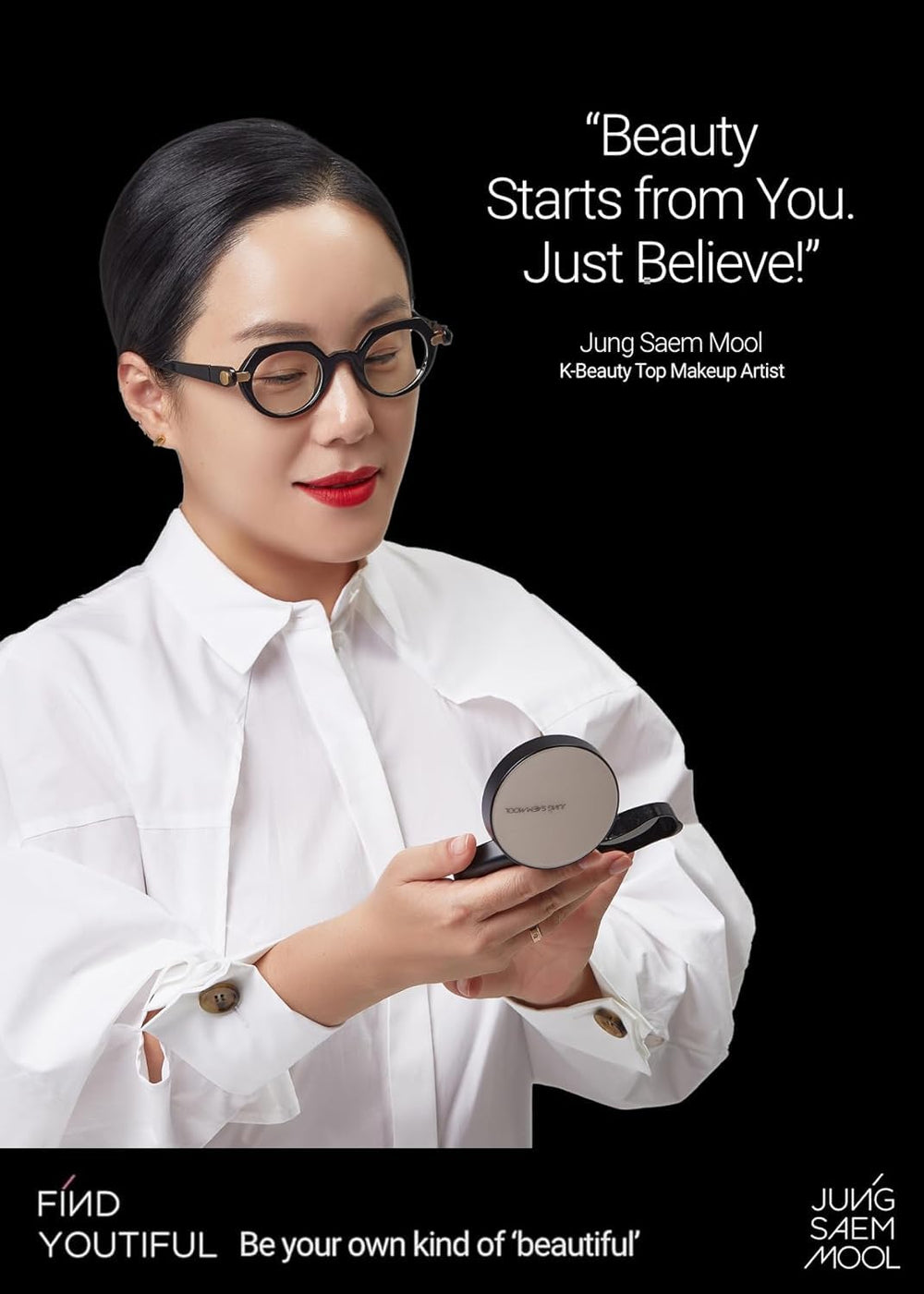 Jung Saem Mool Essential Skin Nuder Cushion in Fair Pink for light skin tones.