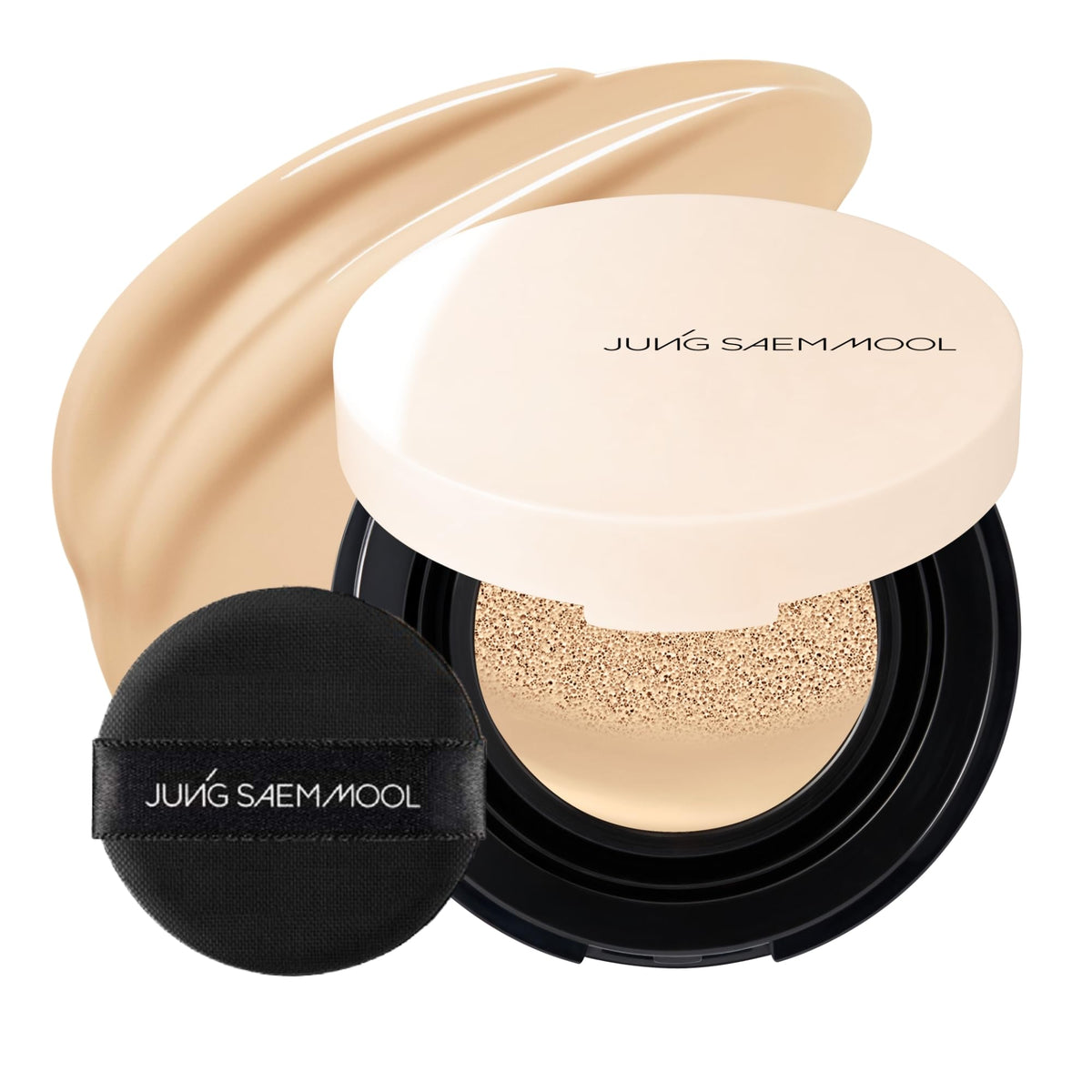Jung Saem Mool Mini Essential Skin Nuder Cushion compact delivers buildable coverage and a dewy finish