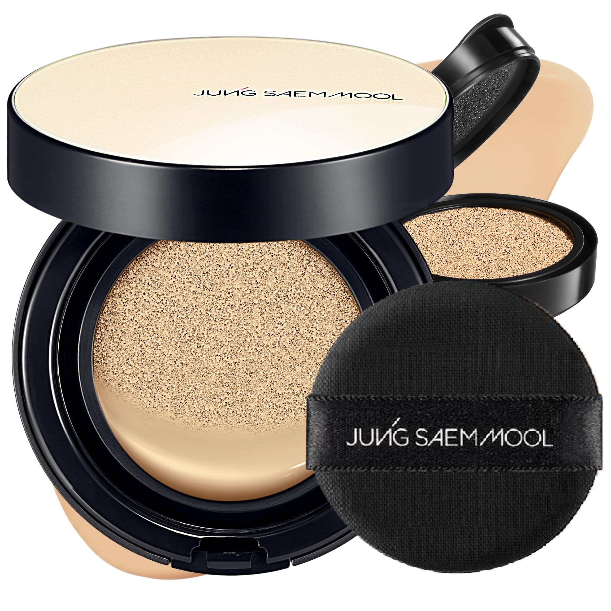 JUNG SAEM MOOL SPF Essential Skin Nuder Cushion compact; skin-like coverage for daily wear.