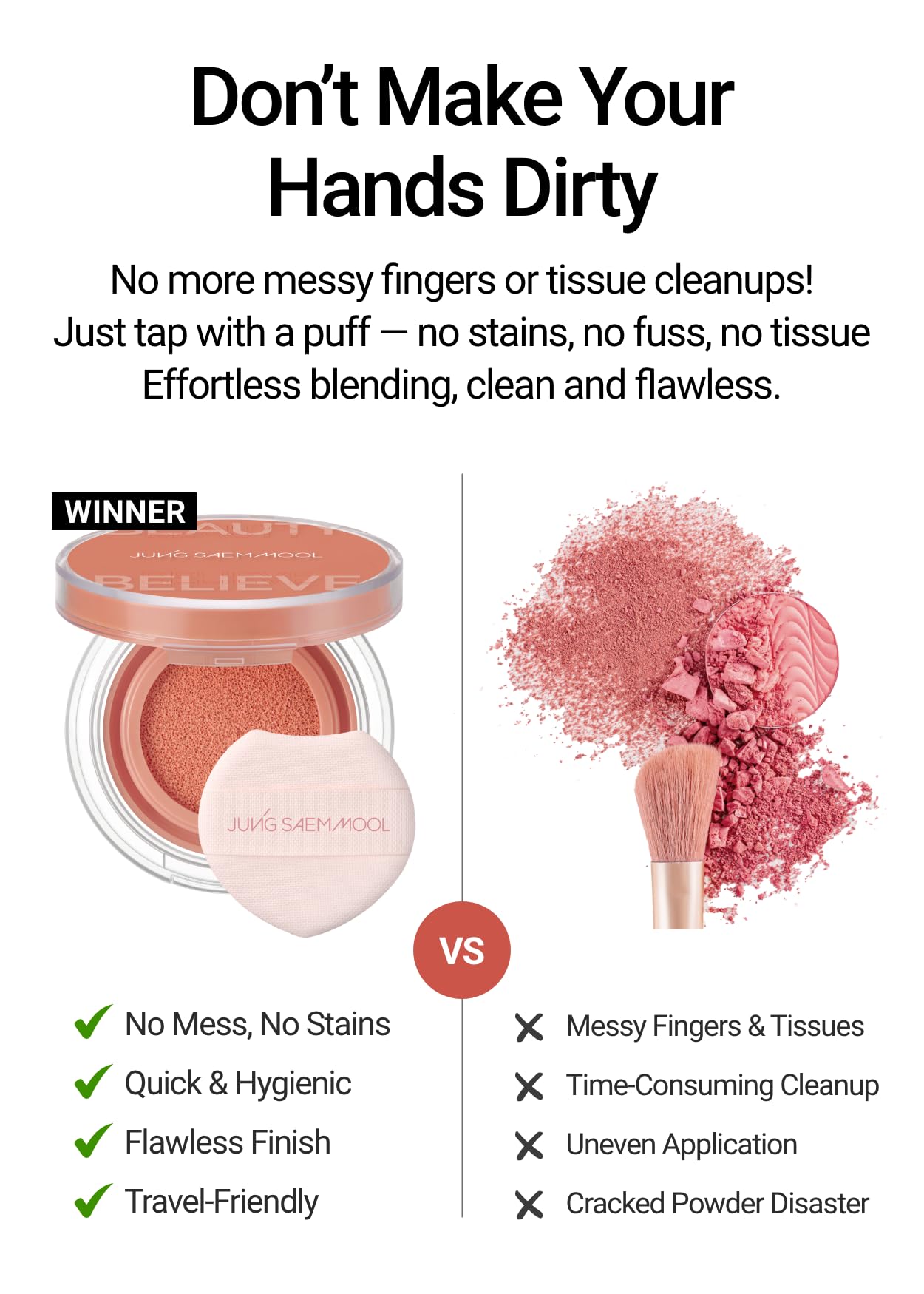 JUNG SAEM MOOL Coral Halo on light skin for natural, watercolor-like finish.
