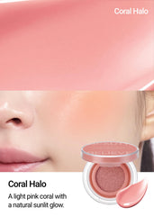 JUNG SAEM MOOL puff applicator demonstrates easy, mess-free on-the-go touch-ups.