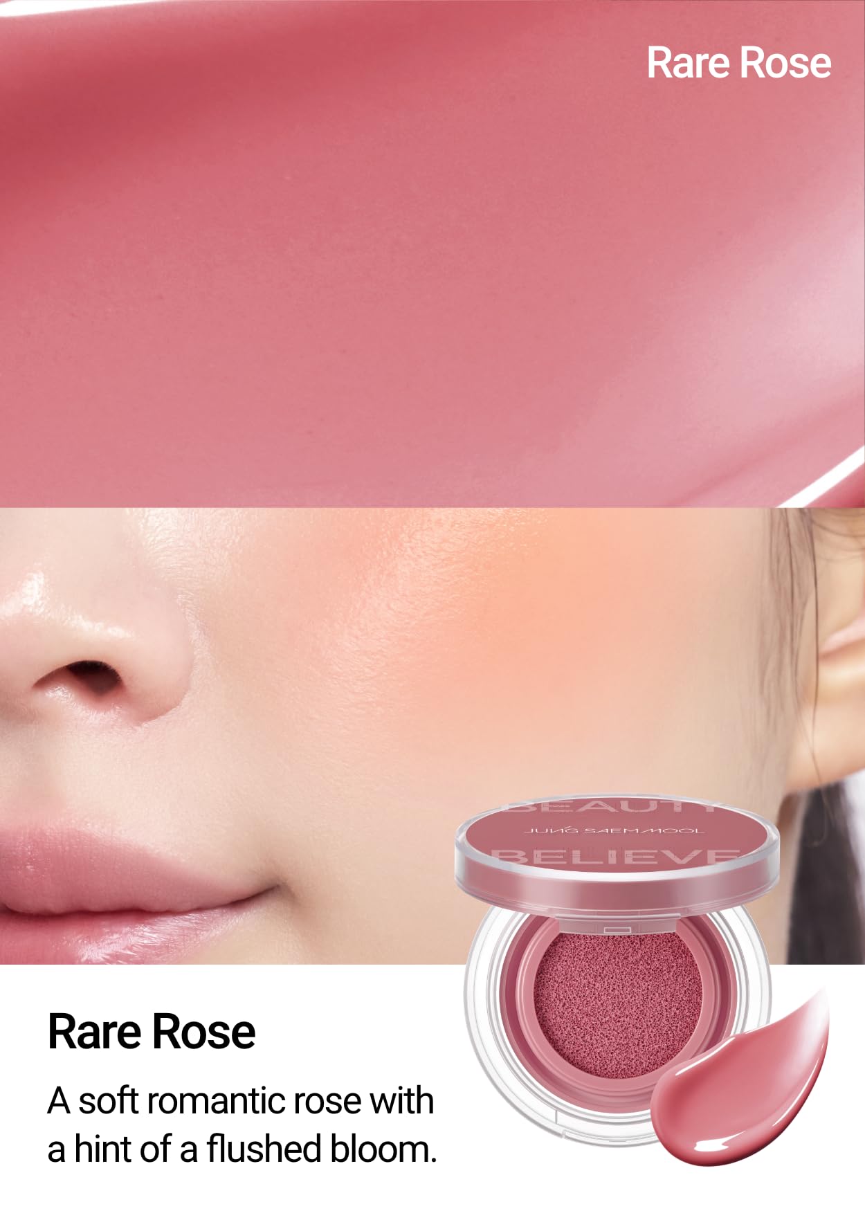 JUNG SAEM MOOL cushion blush on-the-go puff for precise, quick flush.