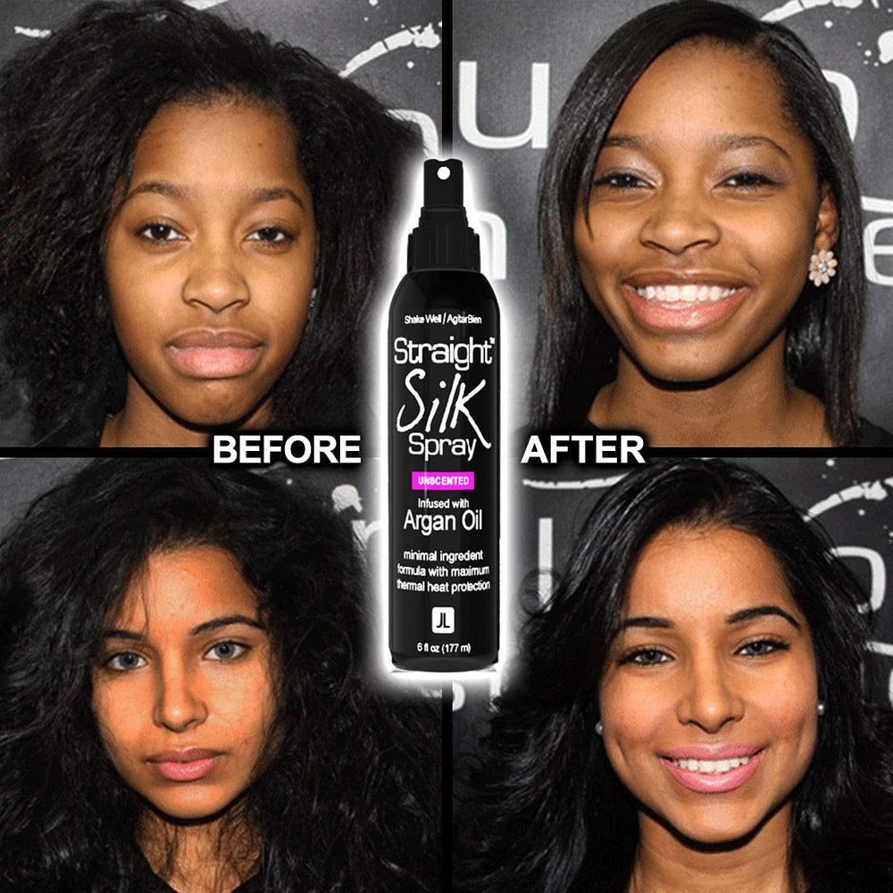 JuniorLabs Straight Silk Spray argan oil focus illustrates nourishing moisture without weighing hair down.