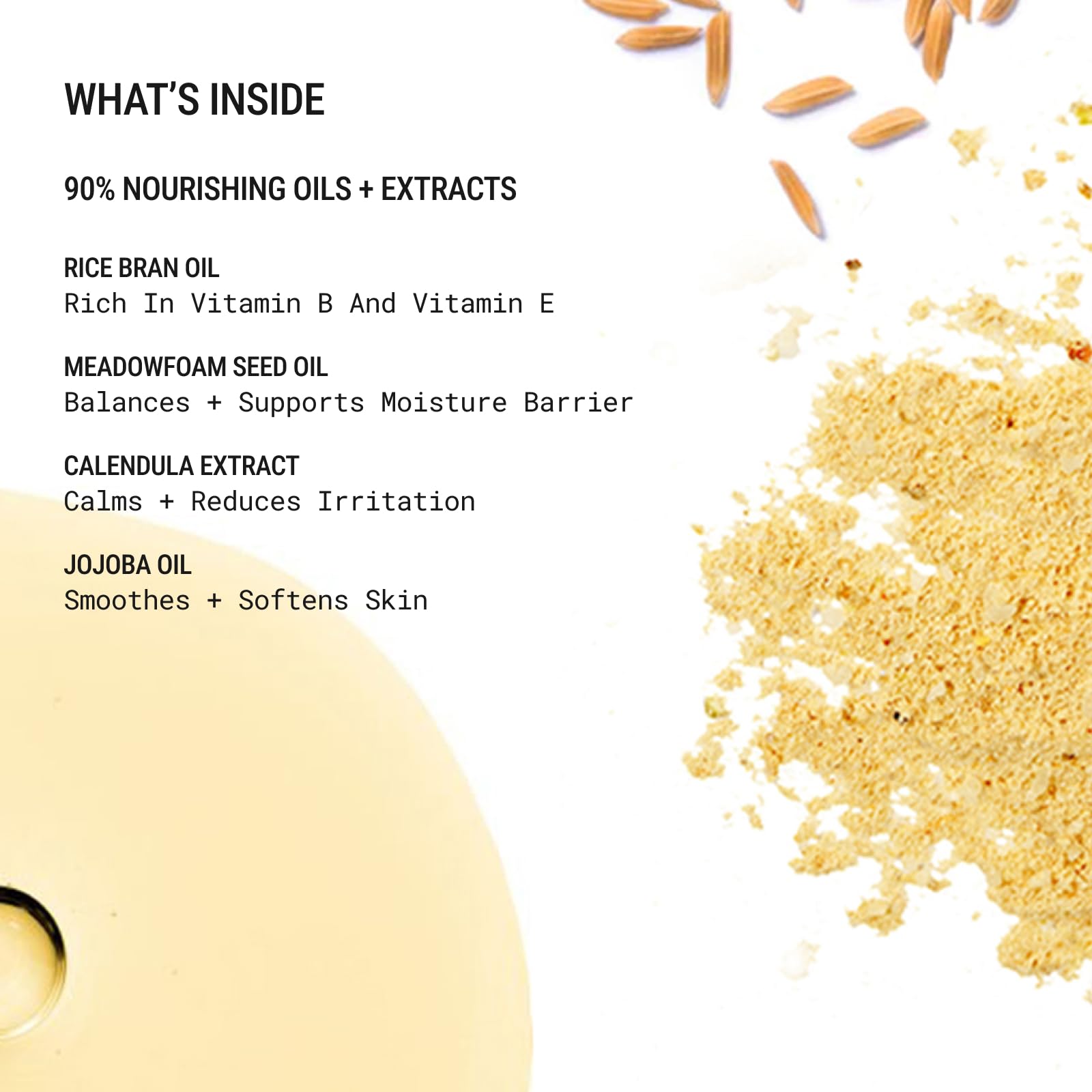 JUNO & Co. Body Oil Rinse calendula extract supports a calmer, more resilient-looking skin surface