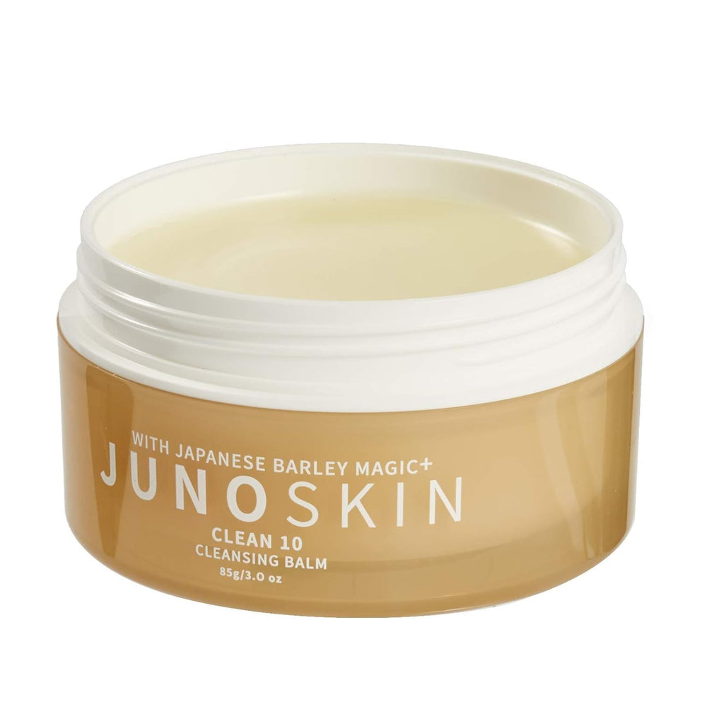 JUNO & Co Clean 10 balm jar closeup shows a gentle makeup removal routine for sensitive skin