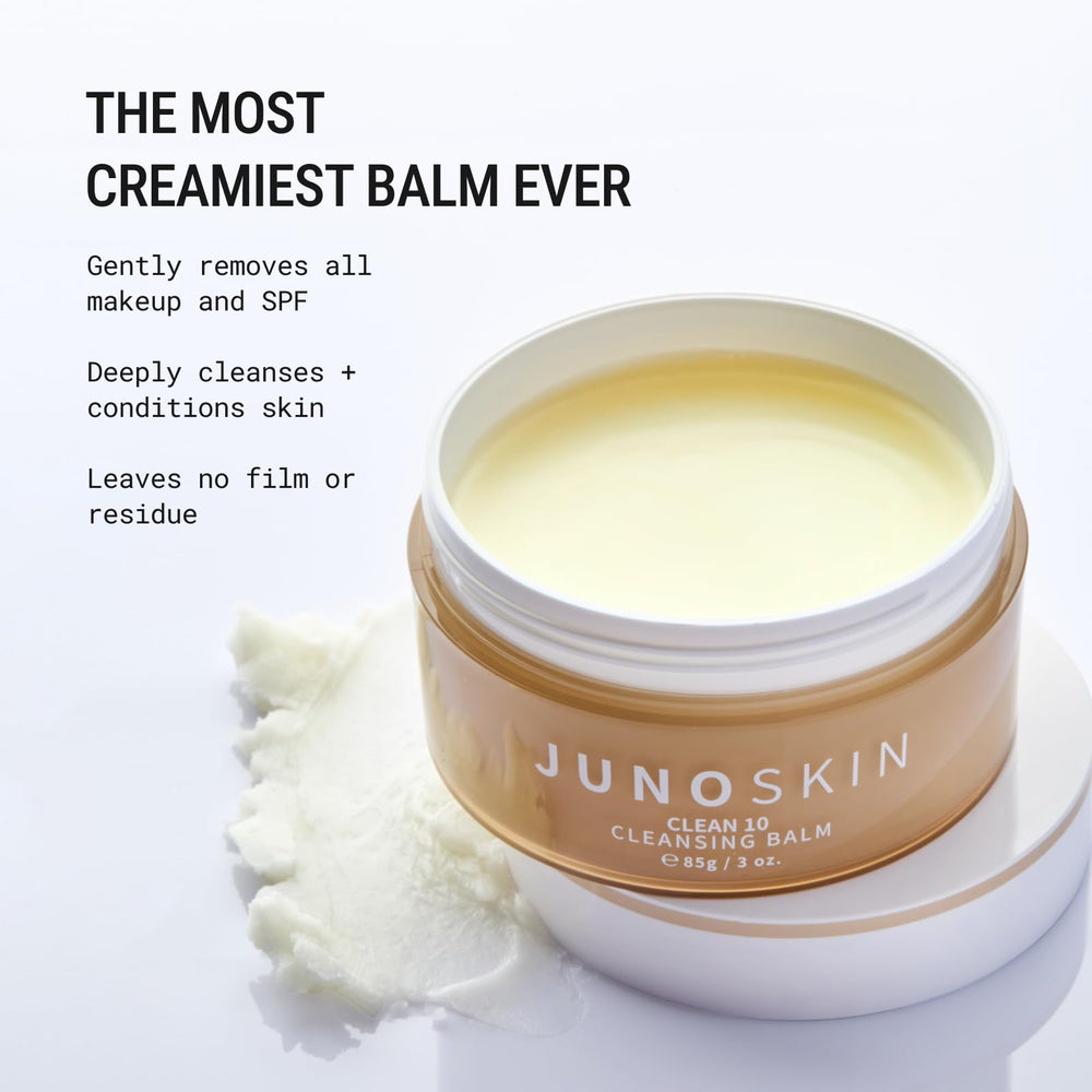 JUNO & Co Clean 10 balm texture melt demonstrates easy oil-to-cleansing action for thorough cleansing