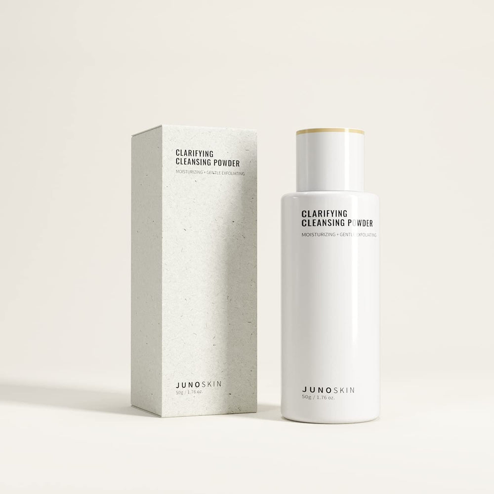 JUNO & Co Exfoliating Face Wash post-cleanse glow demonstrated in a radiant-skin shot.