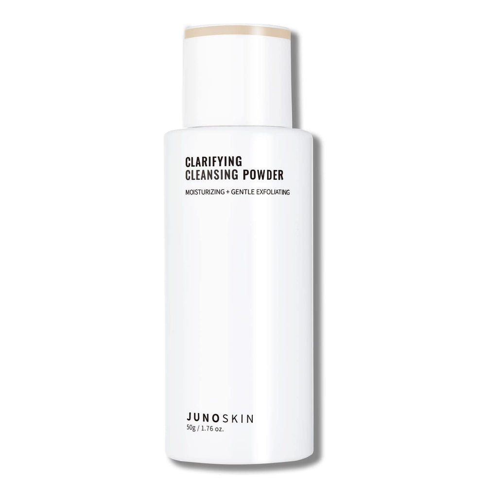 JUNO & Co Exfoliating Face Wash powder packaging highlights antioxidant hydration.