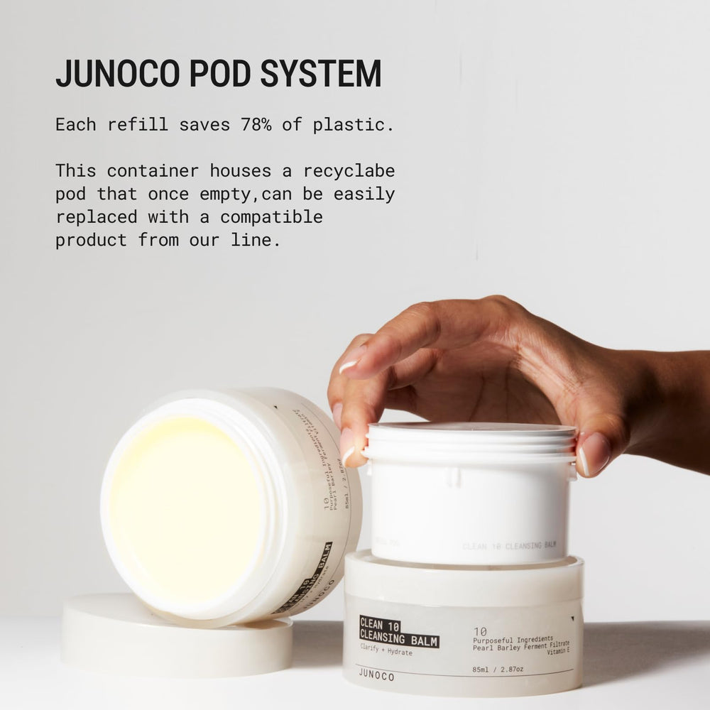 JUNO & CO Jade Clean10 refill-pod ready for gentle makeup removal.