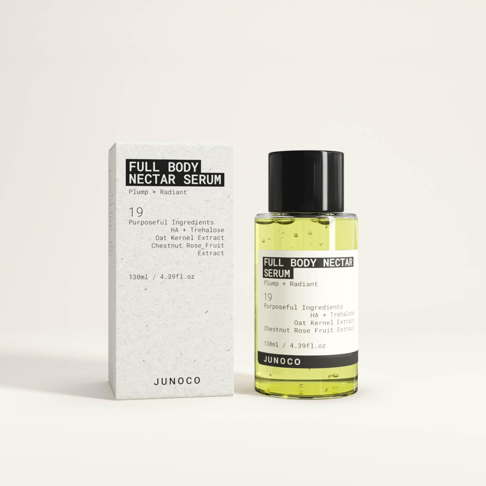 JUNO & Co eco-friendly packaging showing compact travel-friendly 130 ml bottle