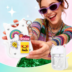 Juome silicone case with keychain keeps Touchland sanitizer accessible.