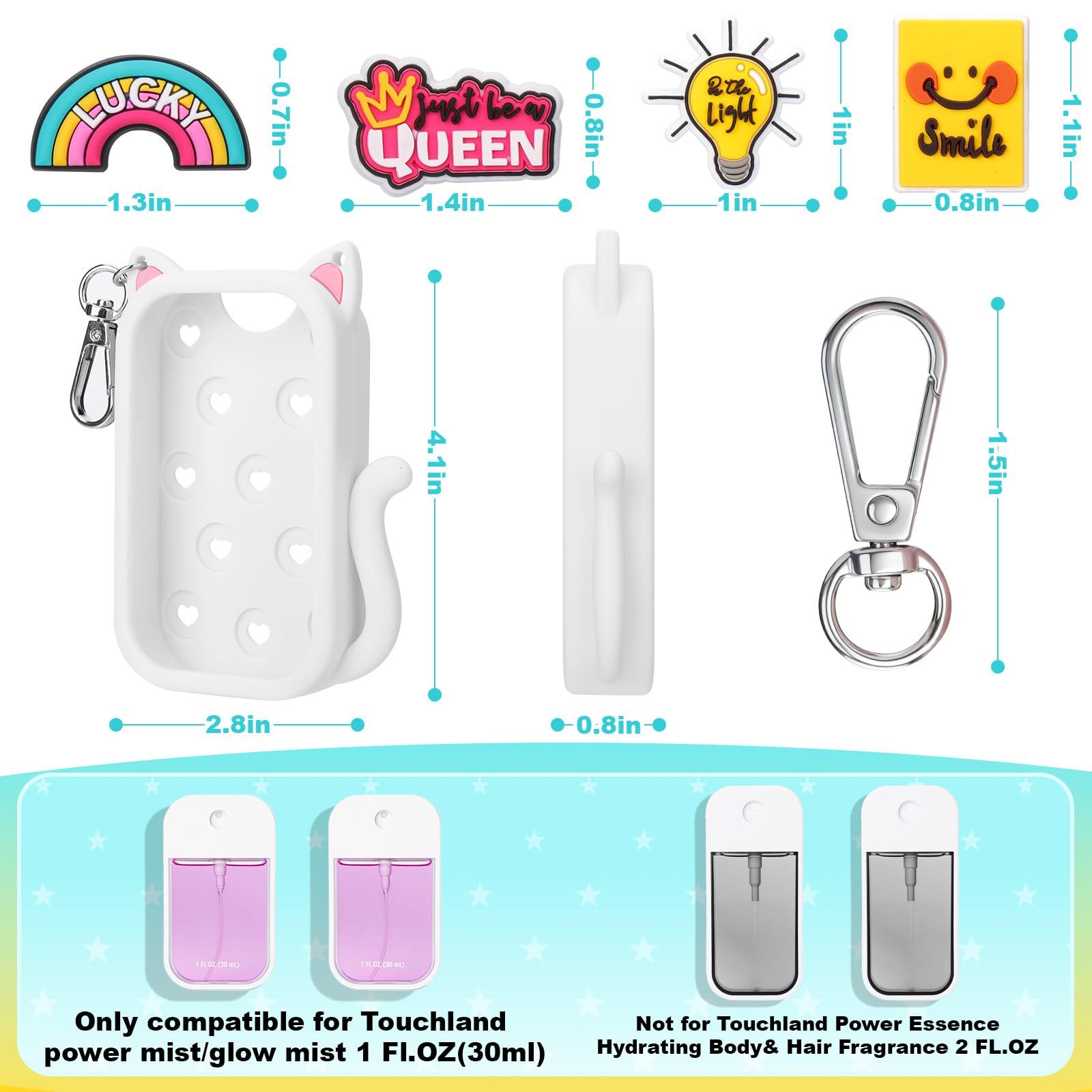 Juome silicone case cat-design with four charms adds personalized style.