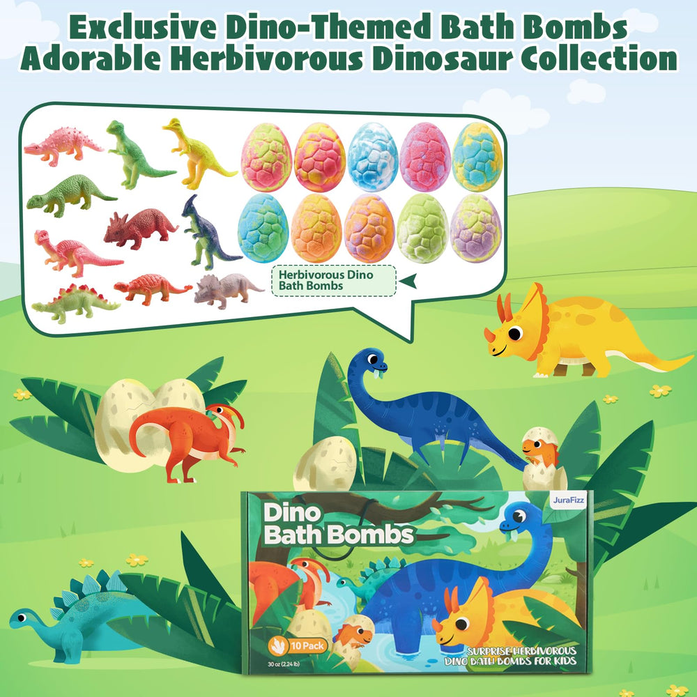 JuraFizz bath bombs reveal exclusive herbivorous dinosaur toys inside each egg