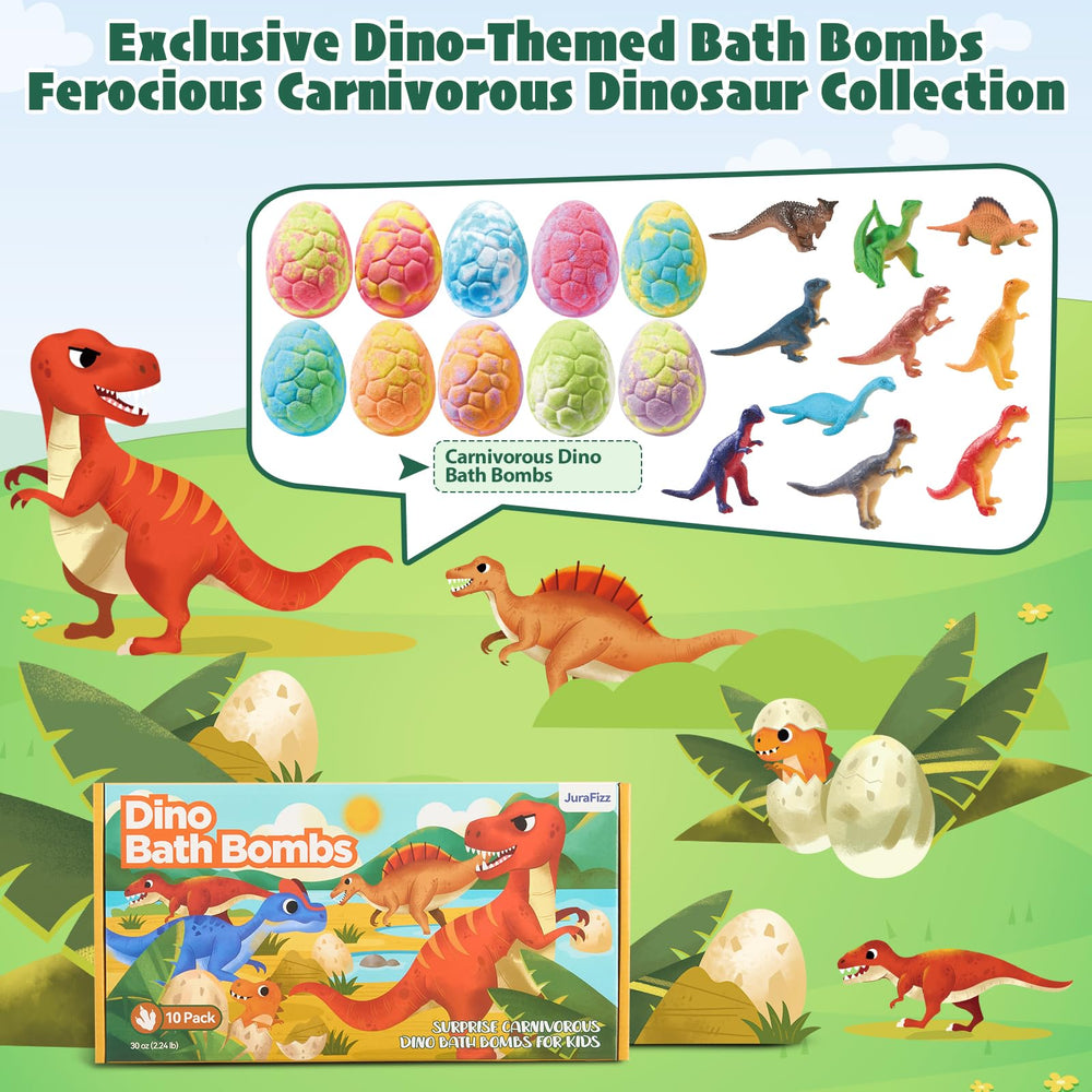 JuraFizz surprise dino toy reveal in bath featuring a T-Rex