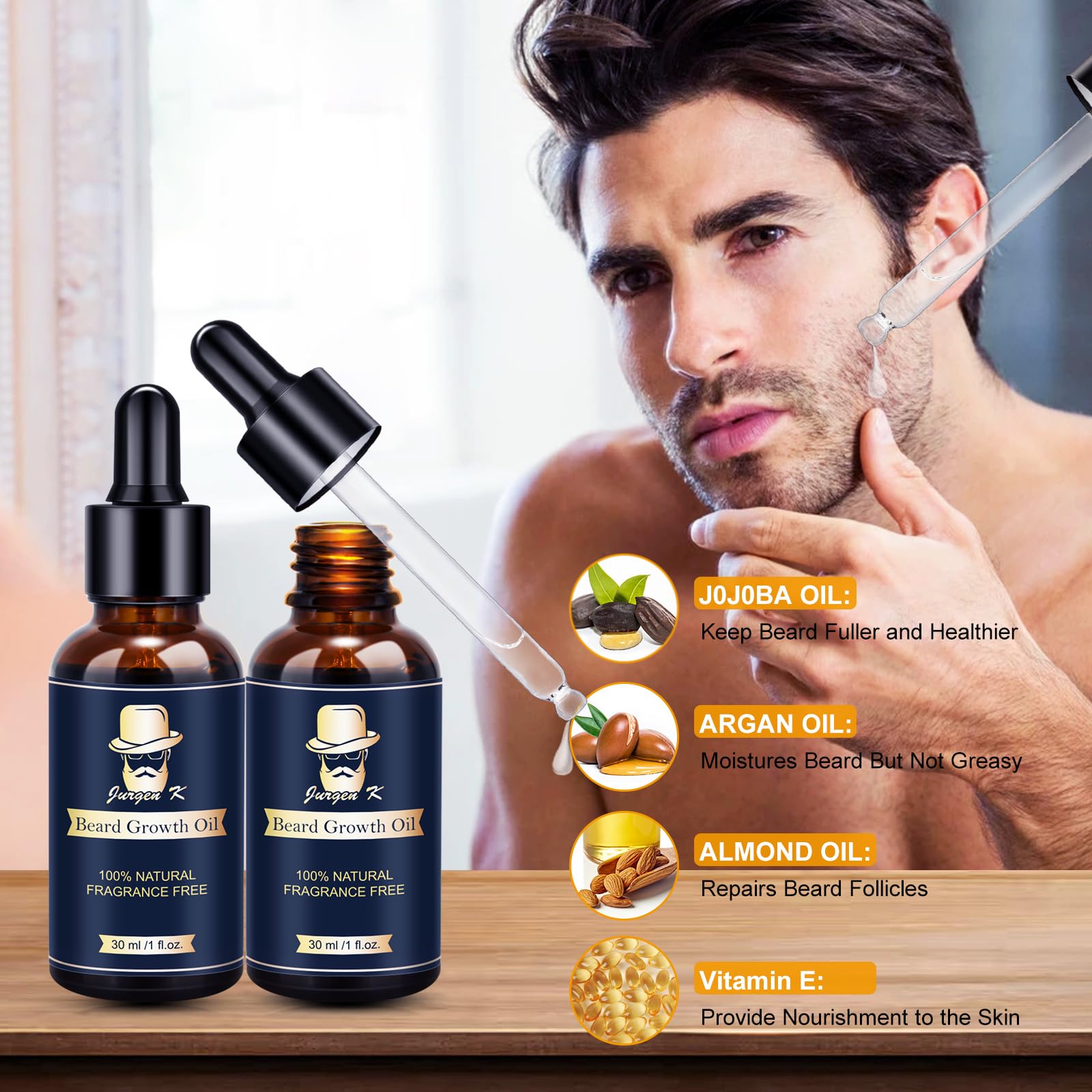 Jurgen K beard growth kit beard massager aids root-time grooming