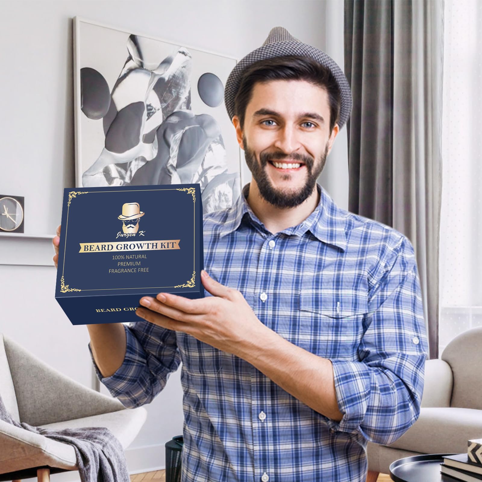 Jurgen K beard growth kit gift packaging presents a premium grooming gift