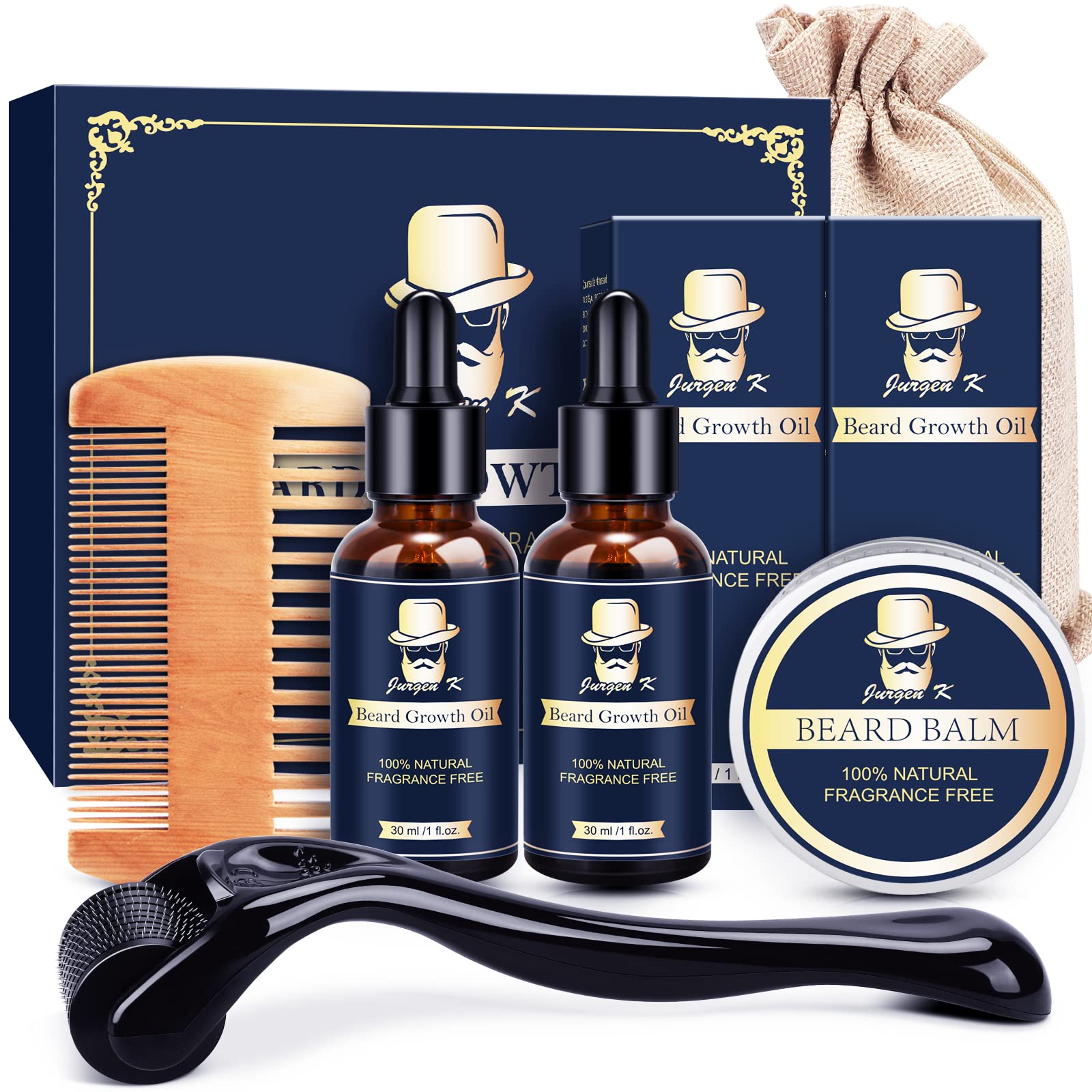 Jurgen K beard growth kit two pack oil bottles for convenient daily use