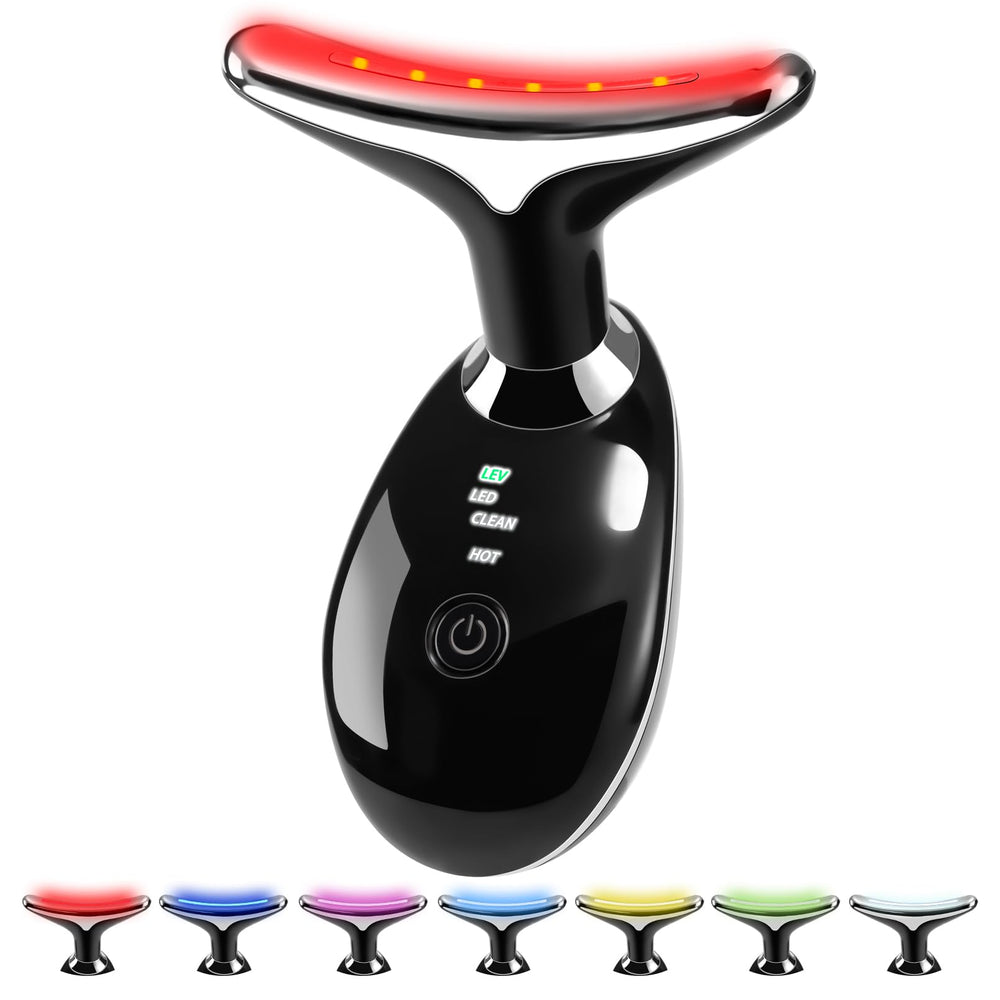 JURP 7-in-1 massager LED panel close-up showcasing multi-color lights for skin care.