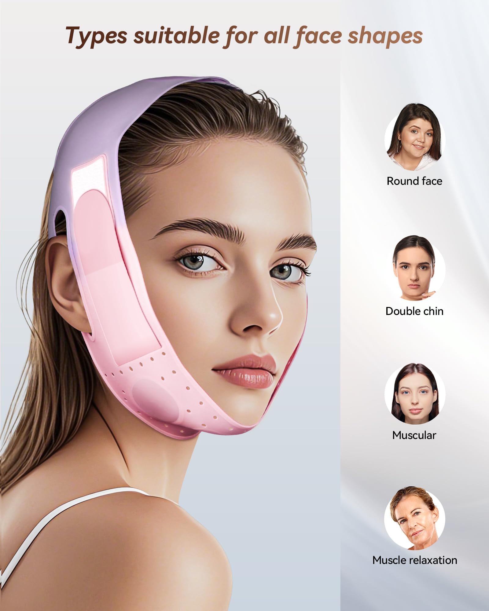 JUSMORE V-Line Sculpting Face Mask Sakura Pink night-use option for lifted look