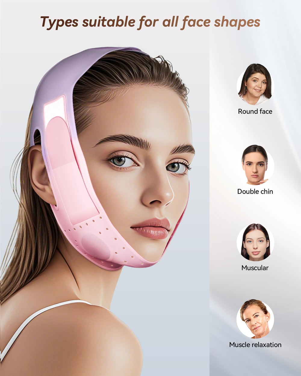 JUSMORE V-Line Sculpting Face Mask Sakura Pink night-use option for lifted look