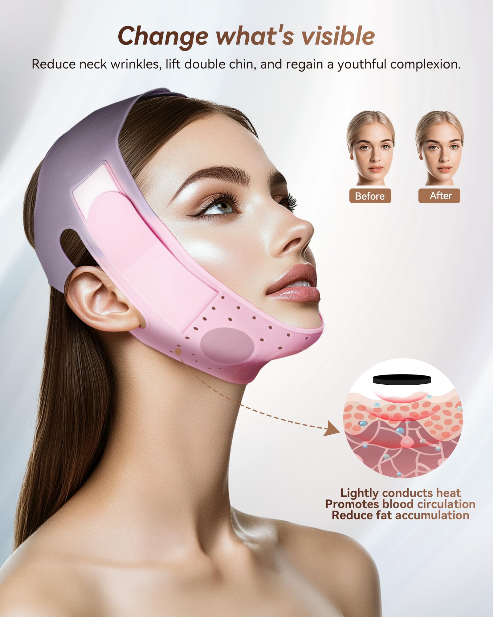 JUSMORE V-Line Sculpting Face Mask Sakura Pink silicone material promotes comfortable, skin-safe wear