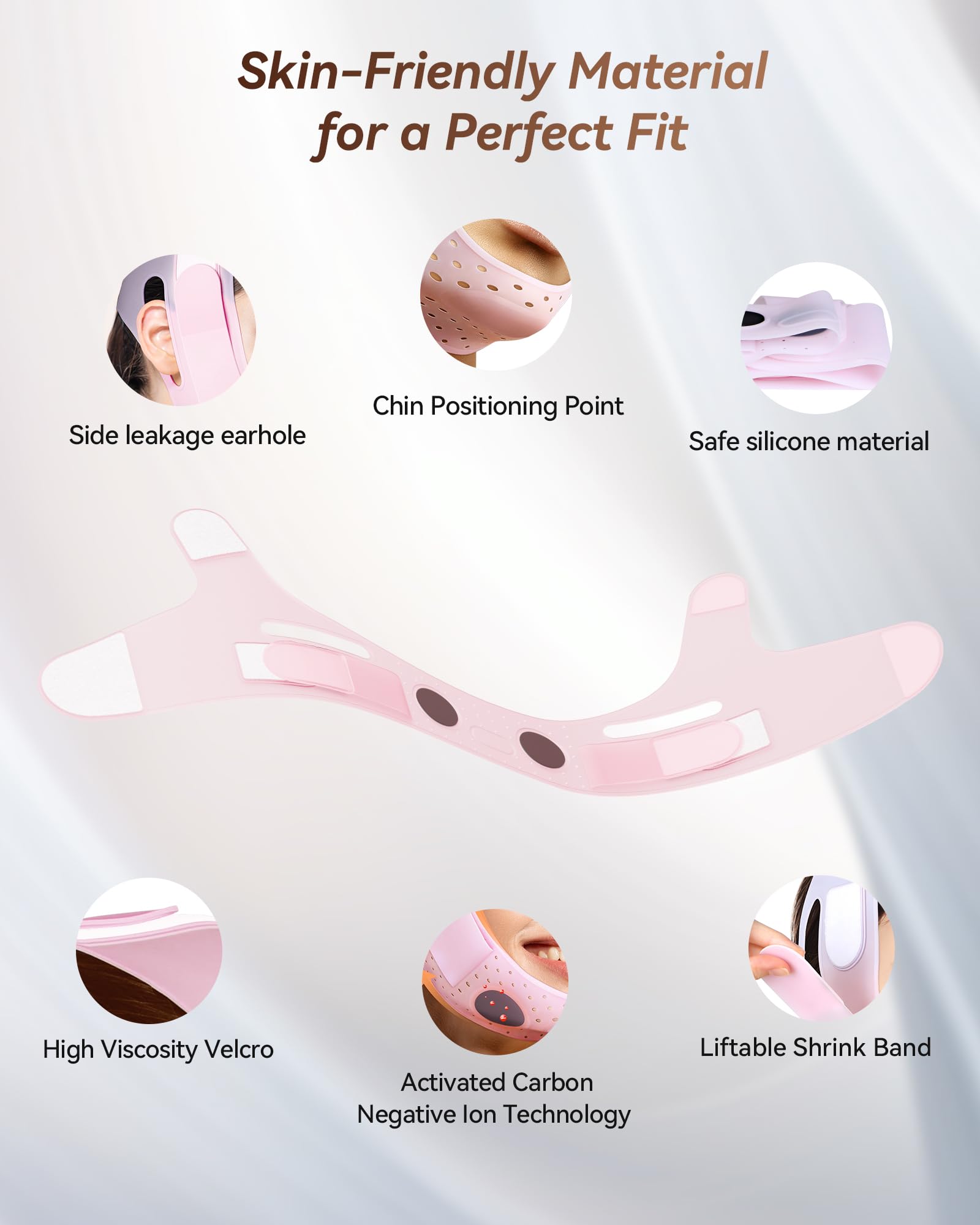 JUSMORE V-Line Sculpting Face Mask Sakura Pink worn during daily routine for contouring