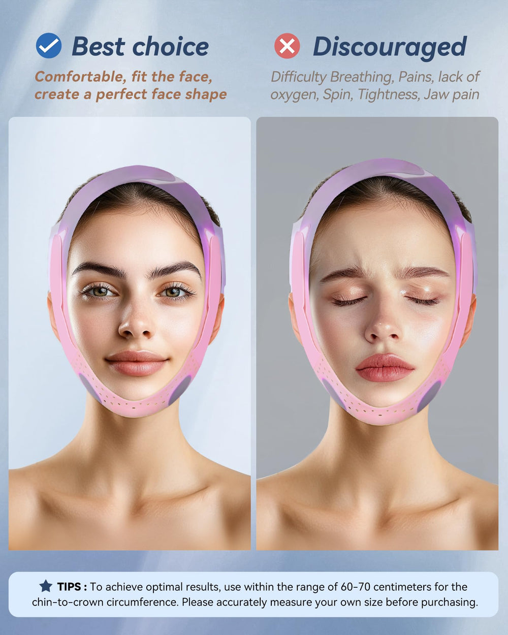 JUSMORE V-Line Sculpting Mask ear-relief detail shows pressure-free wear.