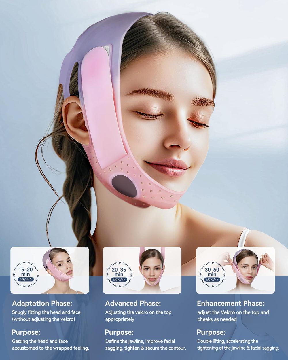 JUSMORE V-Line Sculpting Mask silicone close-up highlighting skin-safe material.