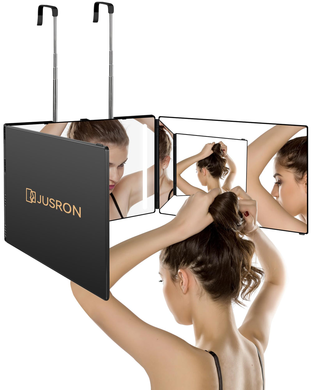 JUSRON 360° viewing angle mirror front view for DIY haircuts and grooming
