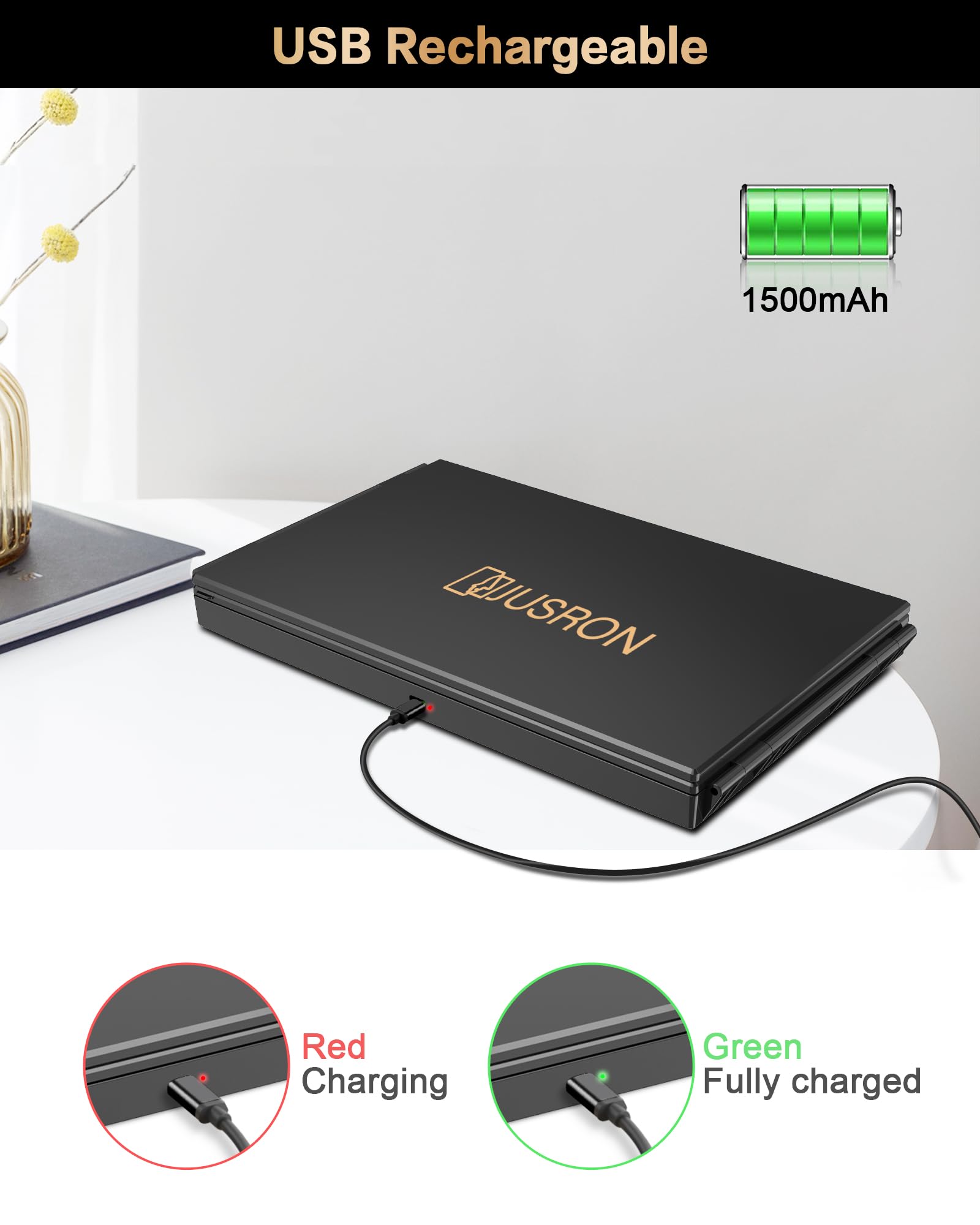JUSRON anti-fog HD glass close-up shows clear imaging for detailed DIY grooming