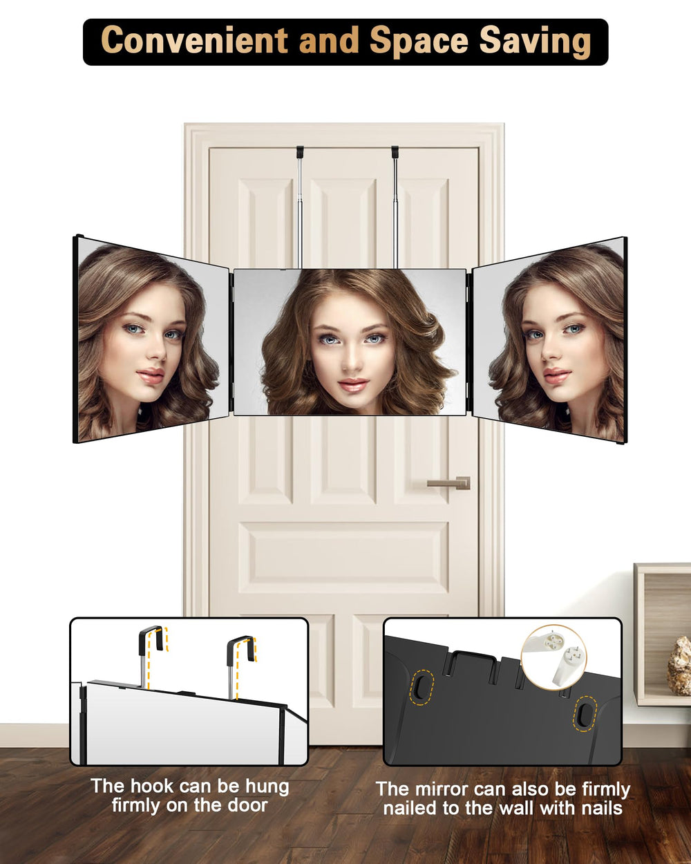 JUSRON easy wall-hanging installation with included hooks.