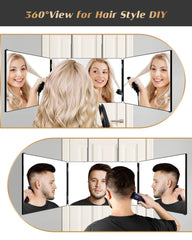 JUSRON height-adjustable mirror setup accommodates door, wall, or table use.