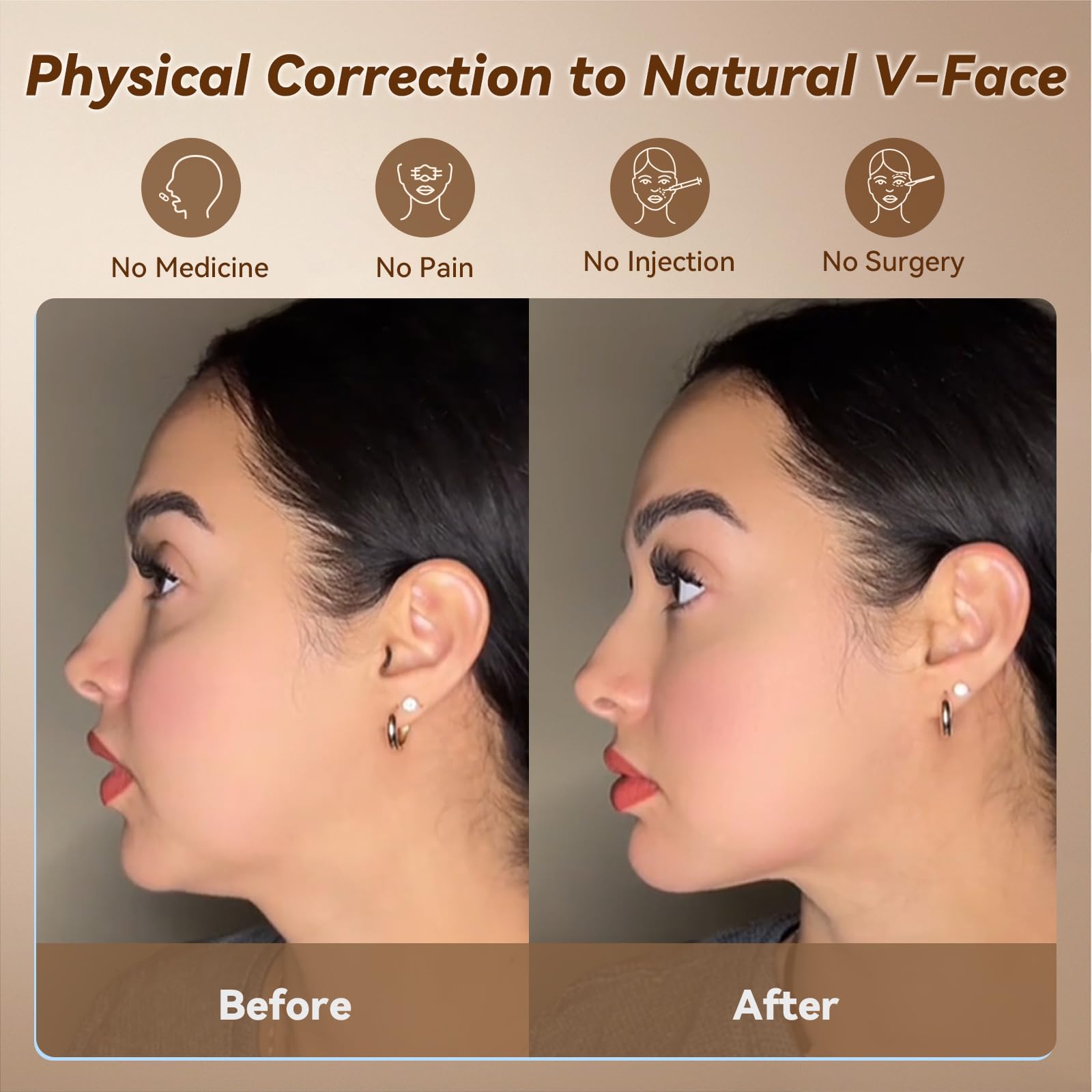 JUSRON V-Line mask soft silicone material emphasizing skin-friendly comfort during wear