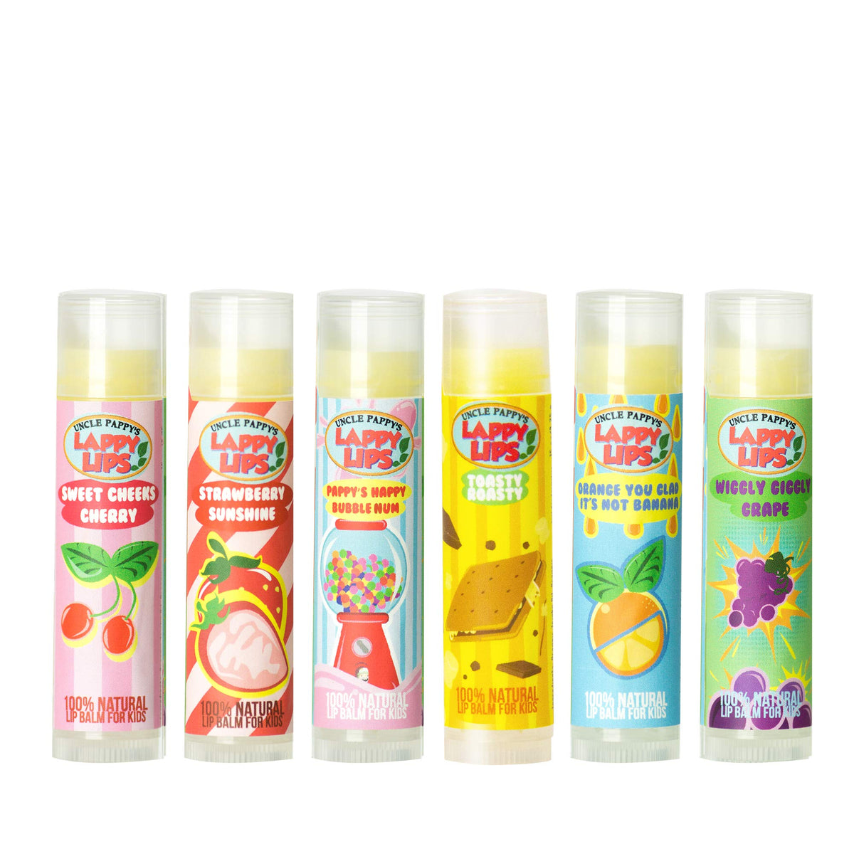 Just Bee Lappy Lips packaging front, convenient lip balm for everyday hydration.
