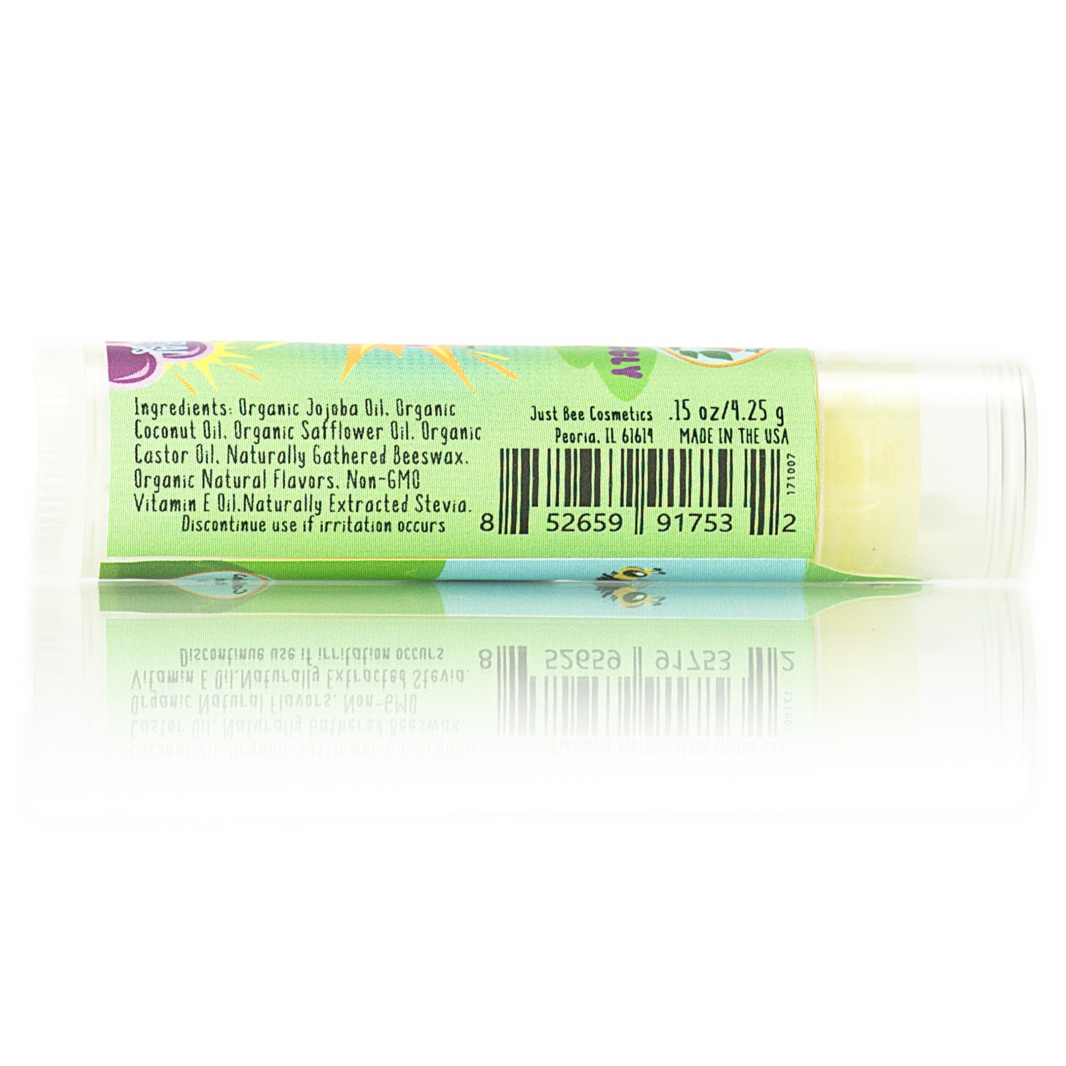 Just Bee Lappy Lips Sweet Cheeks Cherry flavor displayed for kid-approved flavor fun.