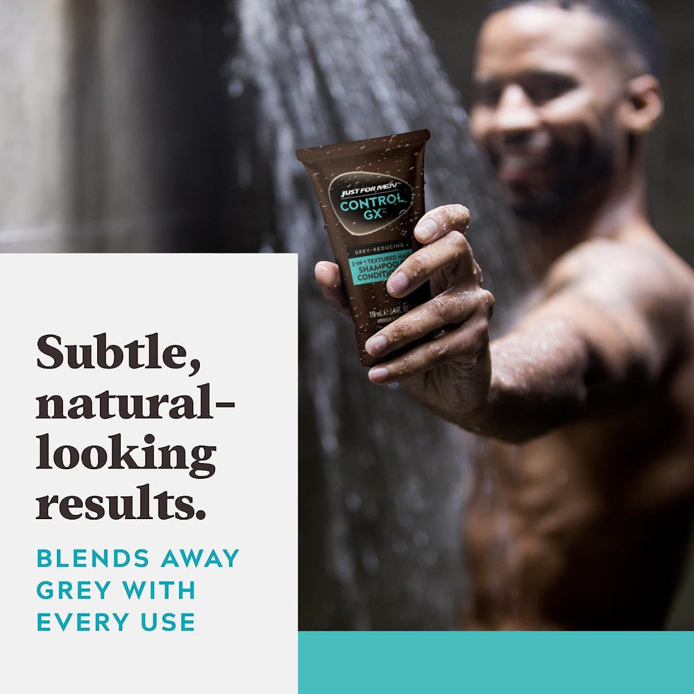 Just for Men Control GX coconut oil aloe infusion on label signals nourishing cleanse.