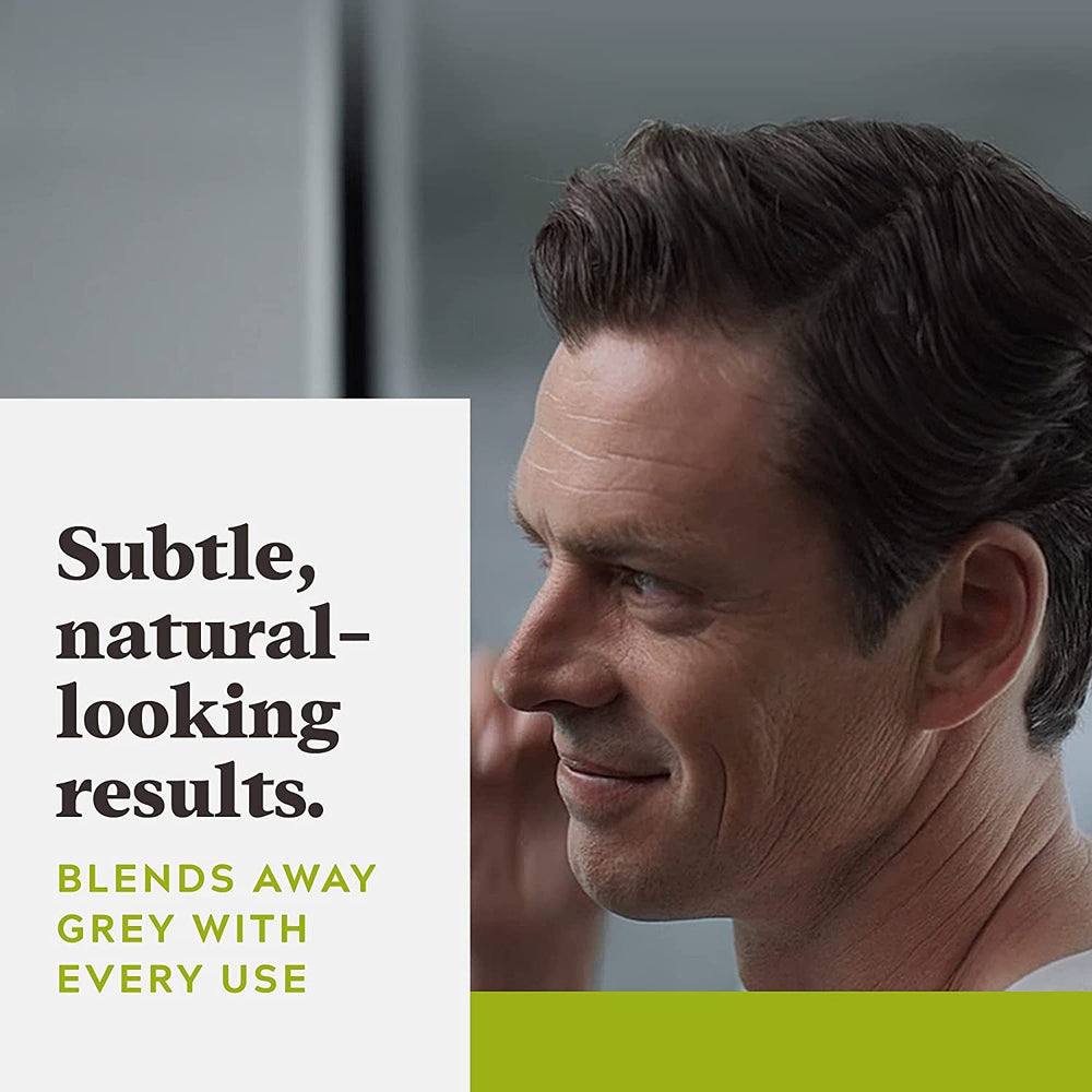 Just for Men Control GX natural-look-hair close-up illustrates balanced shade blend.