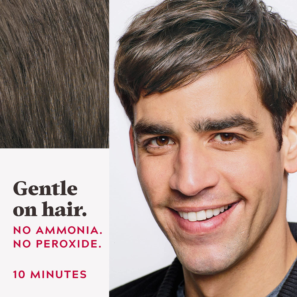 Just For Men Easy Comb-In Color application process demonstrates ten-minute timing.