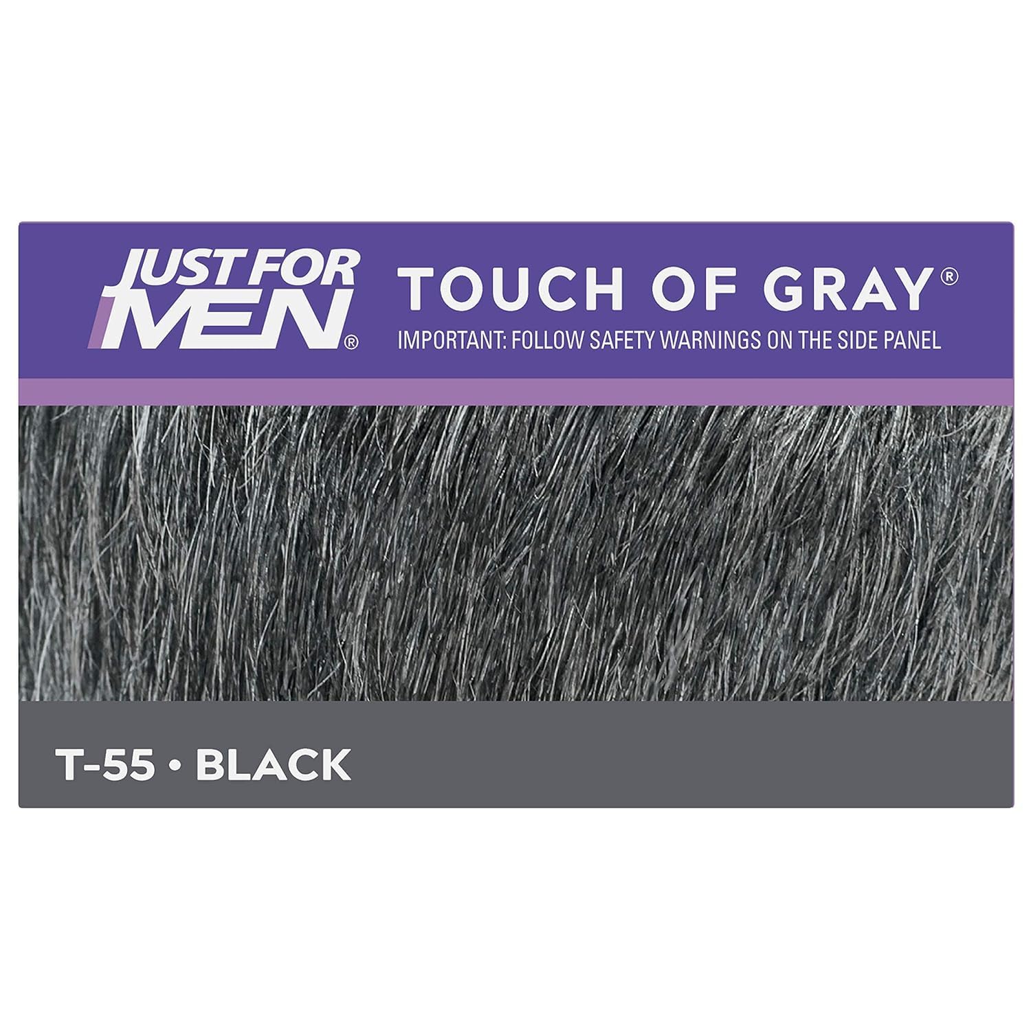 Just for Men Touch of Gray Black-Gray before-after demonstrates subtle transformation