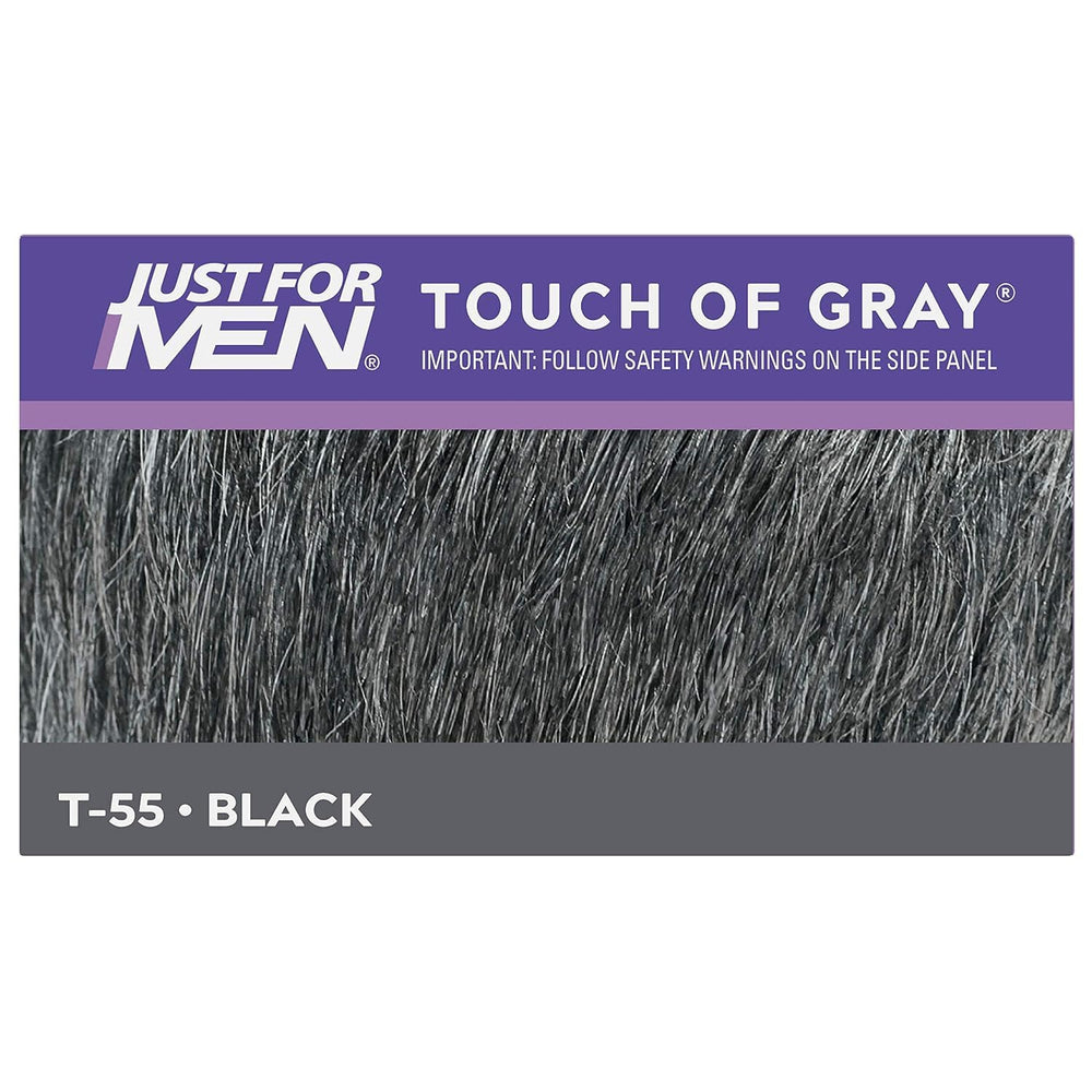 Just for Men Touch of Gray Black-Gray before-after demonstrates subtle transformation
