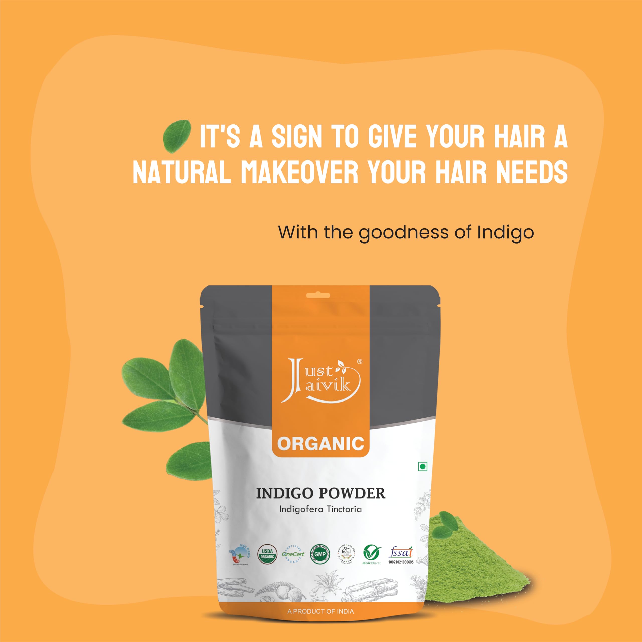 Just Jaivik Indigo powder finished hair shade with rich natural color.