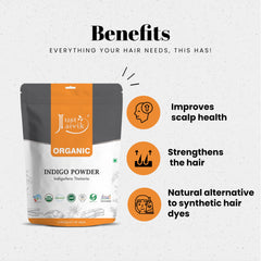 Just Jaivik Indigo powder during hair dye application for dark shade.
