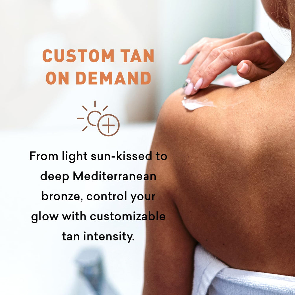 Just Nutritive drying-time visual shows 10–15 minutes for quick tanning.