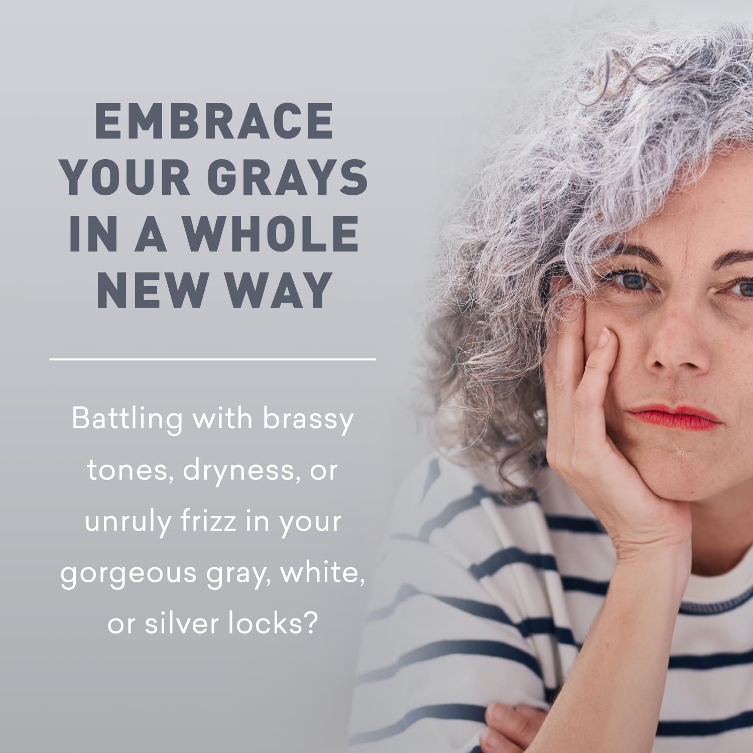 Just Nutritive gray hair conditioner applied to damp hair