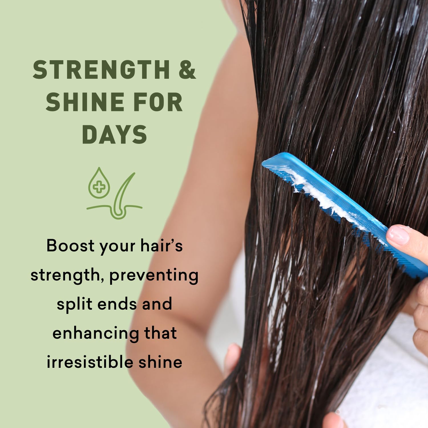 Just Nutritive Leave-In ingredients avocado and meadowfoam highlighted for moisture.