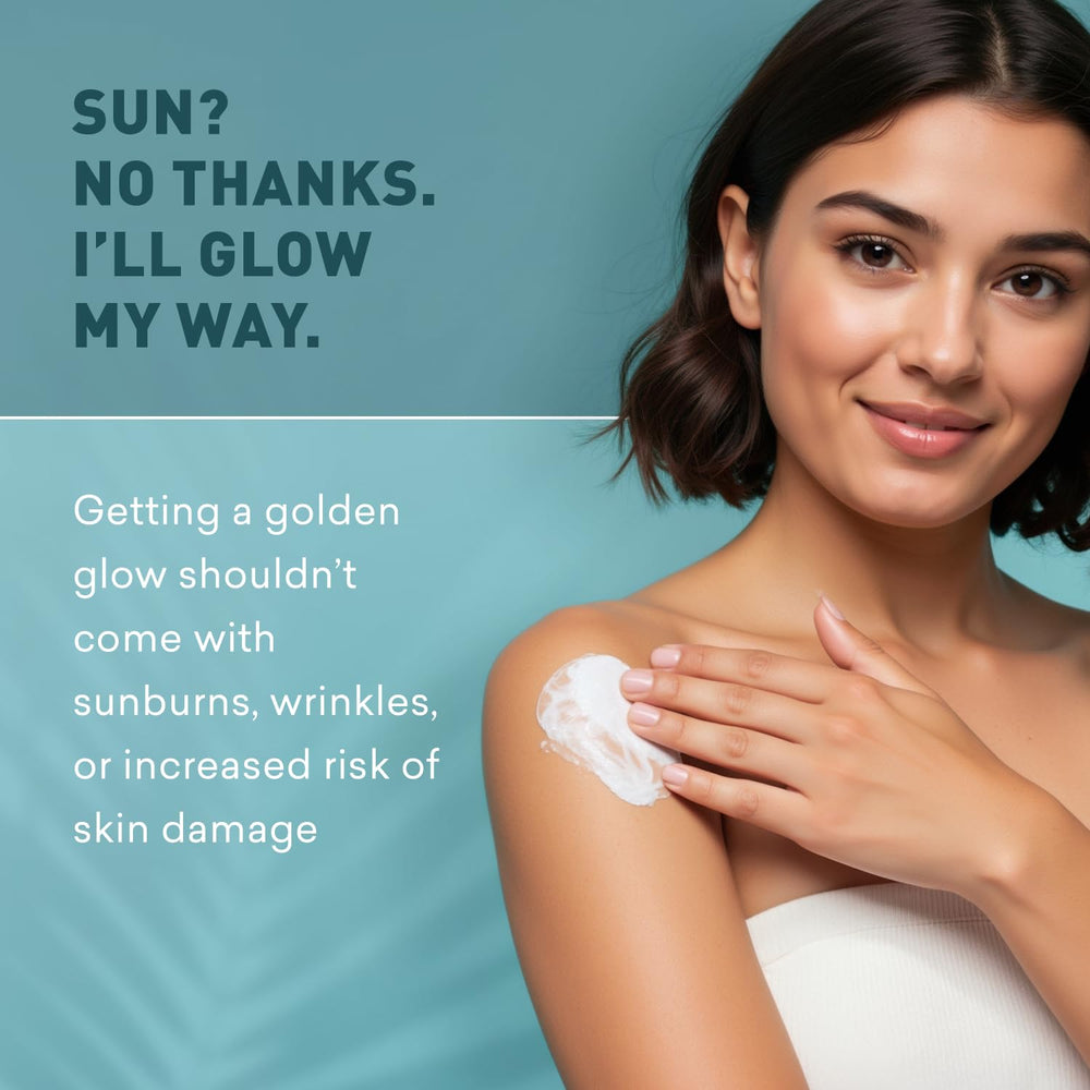 Just Nutritive Sunless Tanning Lotion Dark Tones application gloves for even spread