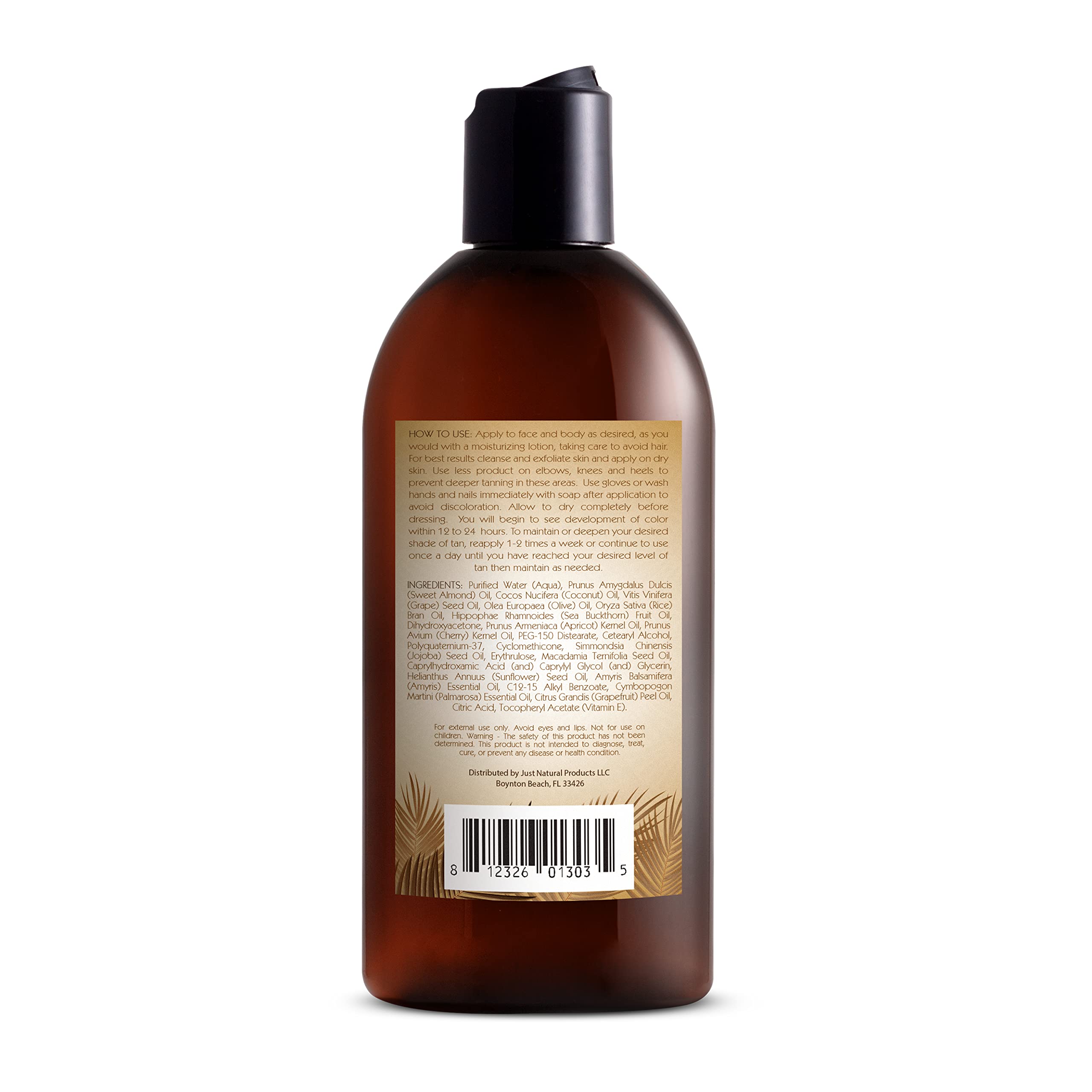 Just Nutritive Sunless Tanning Lotion Dark Tones bronzer swirls creating warm bronze tone