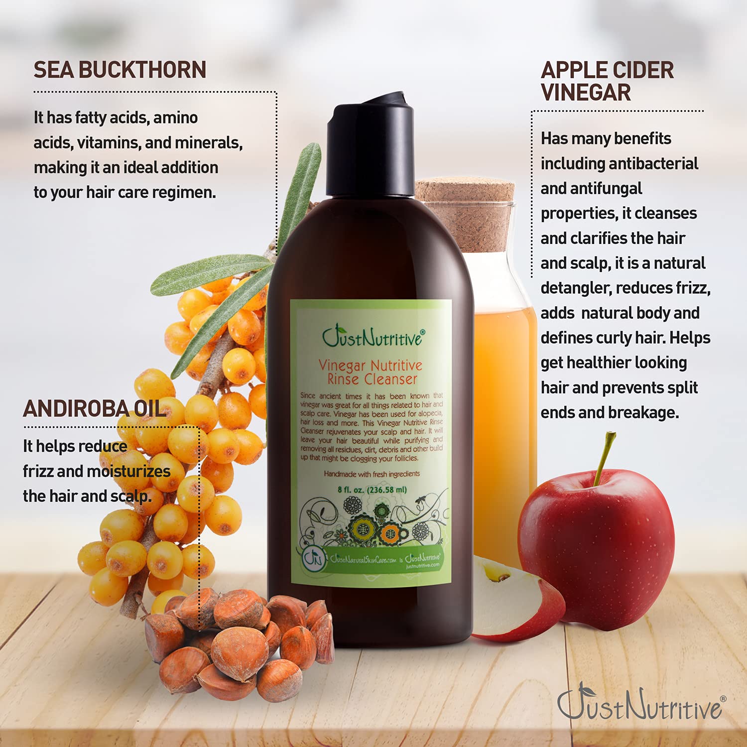 Just Nutritive Vinegar Nutritive Rinse color-treated hair care in action for color safety
