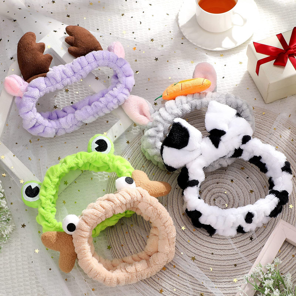 Jutom deer-style headband holds hair back during skincare routine.